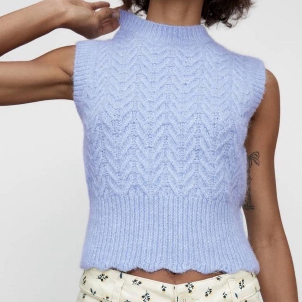 Zara Light Blue Knit Vest